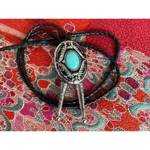 True Love Healthy Steel Bolo Tie Faux Turquoise Stone Inspirational Engraving